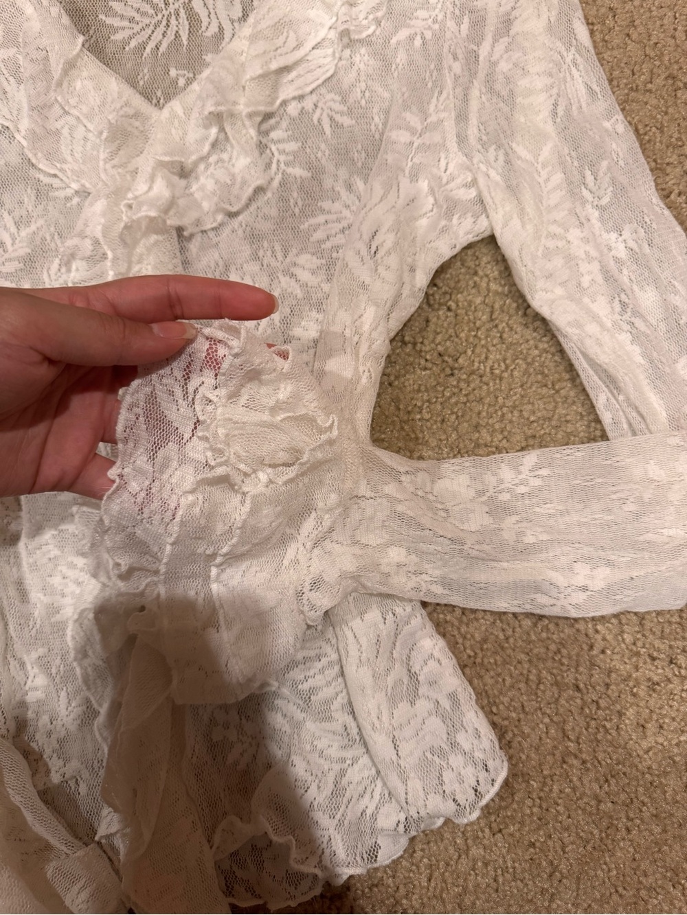 Sheer Laced Ruffle Top - Picture 2 of 2